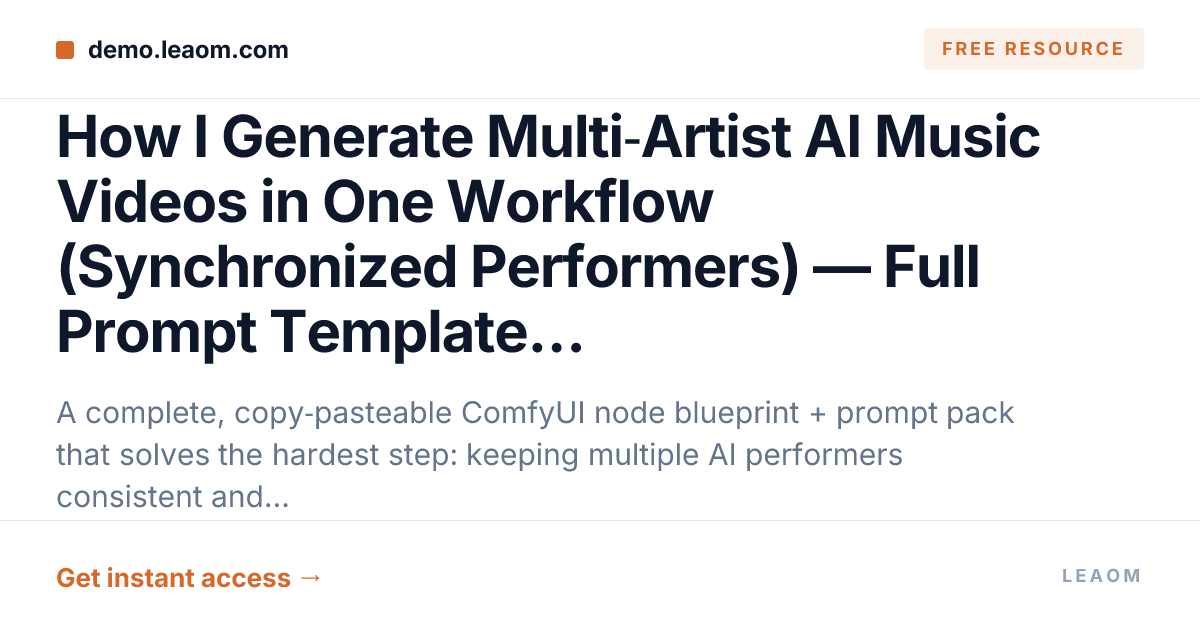 How I Generate Multi‑Artist AI Music Videos in One Workflow (Synchronized Performers) — Full Prompt Template + Node System