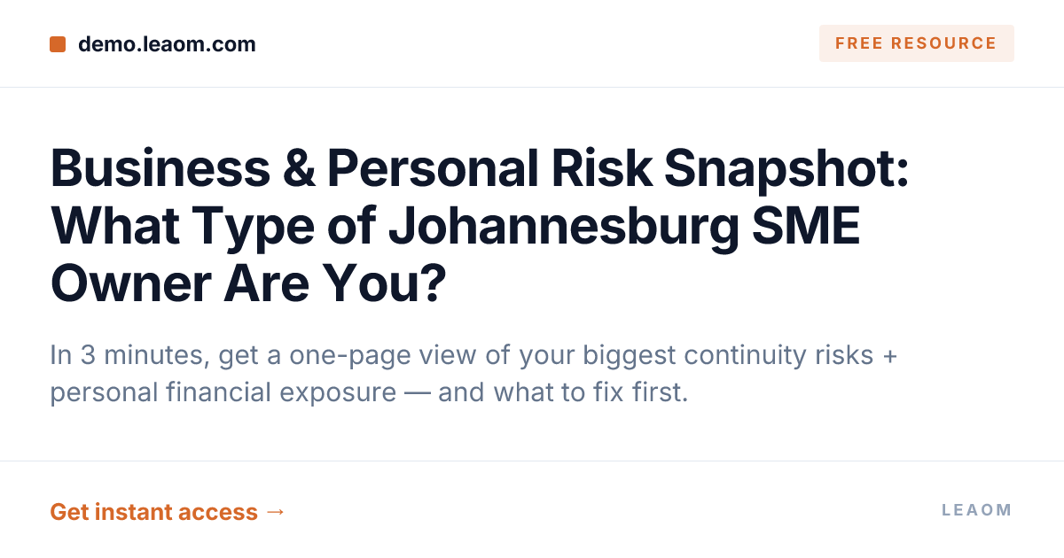 Business & Personal Risk Snapshot: What Type of Johannesburg SME Owner Are You?