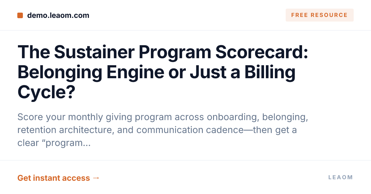 The Sustainer Program Scorecard: Belonging Engine or Just a Billing Cycle?